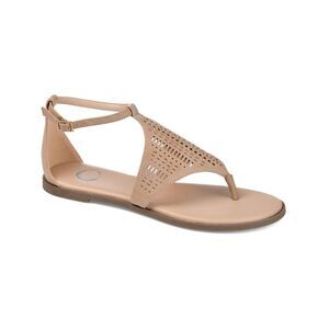 JOURNEE COLLECTION Womens Beige Laser Cut Niobi Thong Sandals Shoes 7.5 M